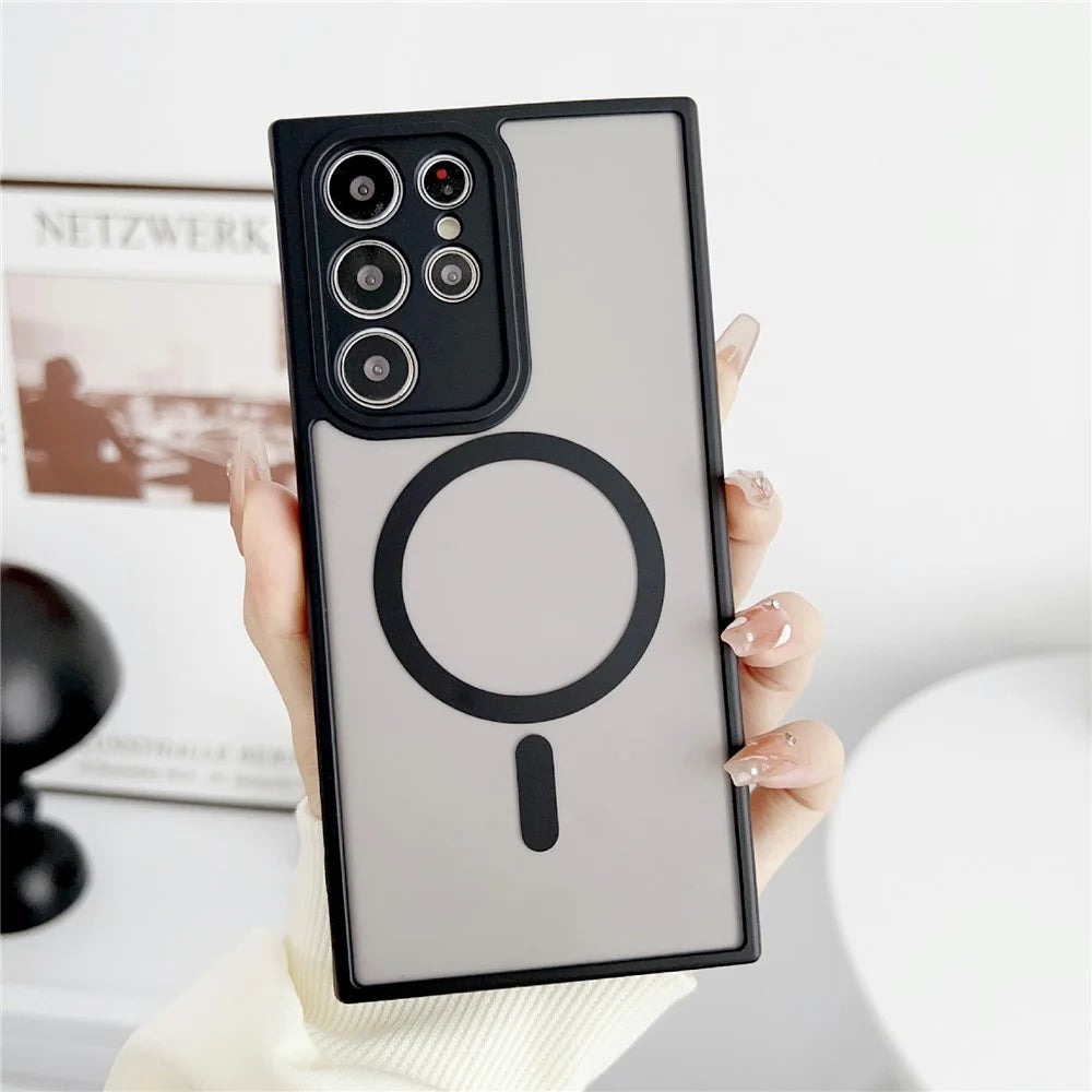 For Samsung Galaxy S23 Ultra Magnetic Case TPU + PC Skin Touch Matte Phone Cover - Black - 2