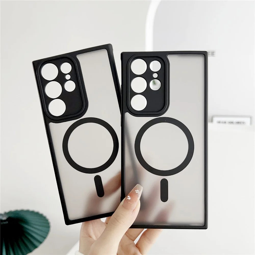 For Samsung Galaxy S24 Ultra Magnetic Case TPU + PC Skin Touch Matte Phone Cover - Black - 4