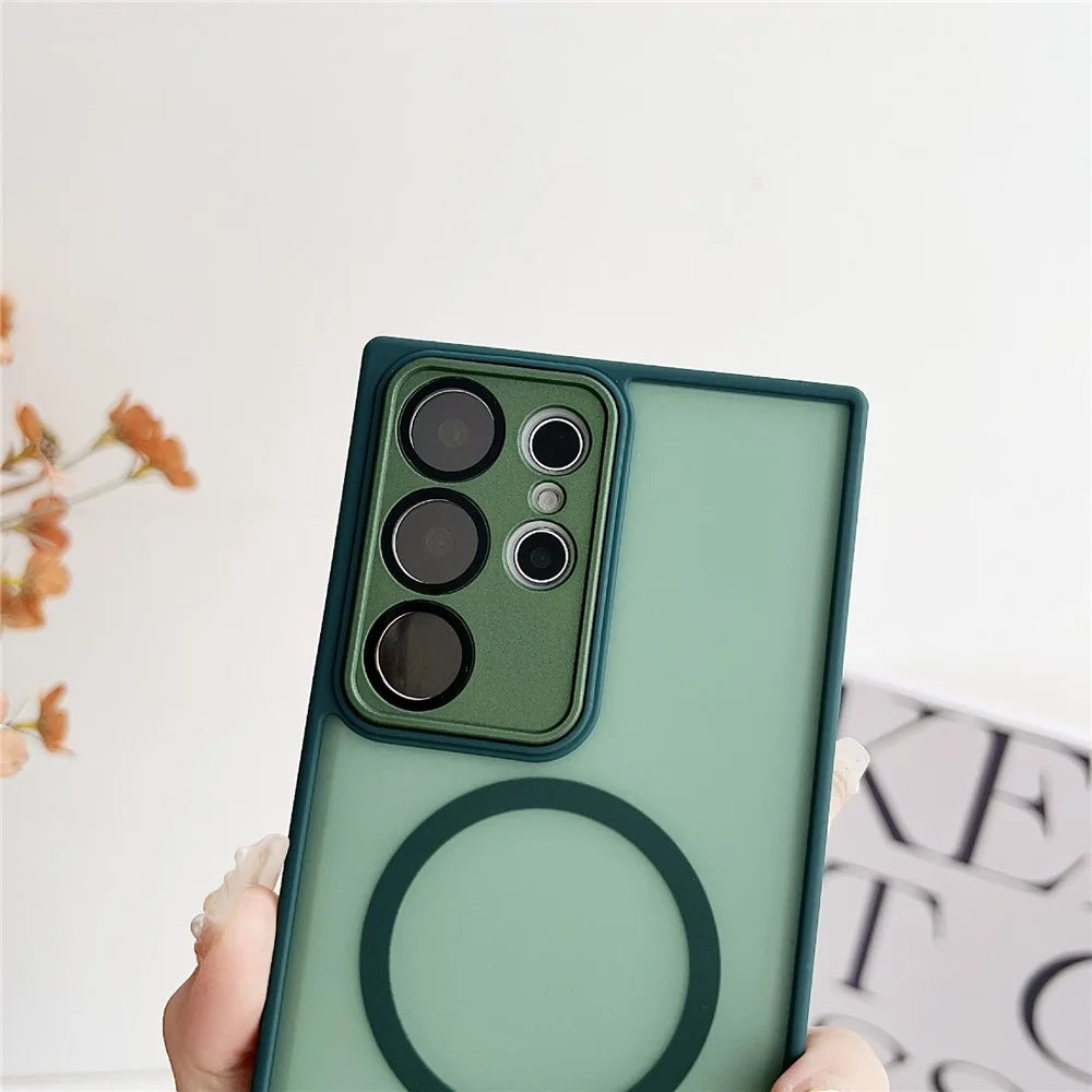 For Samsung Galaxy S24 Ultra Magnetic Case with Lens Film Skin Touch TPU + PC Phone Back Cover - Grey - 6