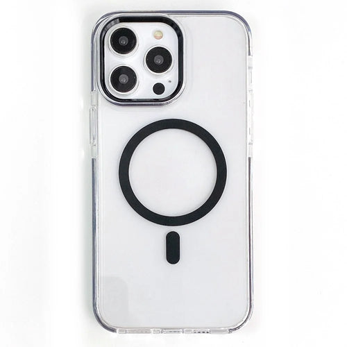 For iPhone 14 Pro Max Crystal Clear Case Compatible with MagSafe TPU + PC Phone Back Cover - Black - 1