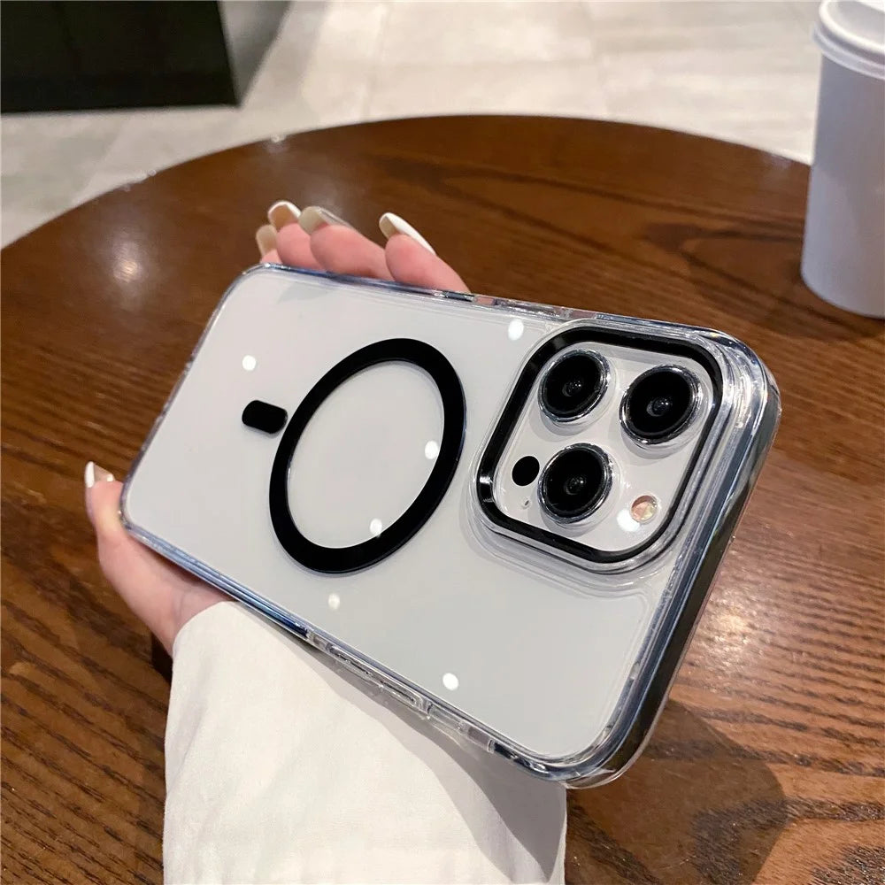 For iPhone 14 Pro Max Crystal Clear Case Compatible with MagSafe TPU + PC Phone Back Cover - Black - 2