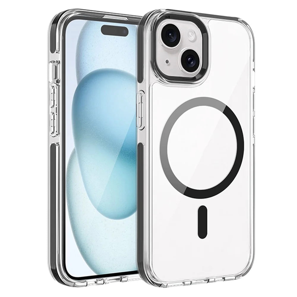For iPhone 15 Crystal Clear Case Compatible with MagSafe TPU + PC Phone Back Cover - 1