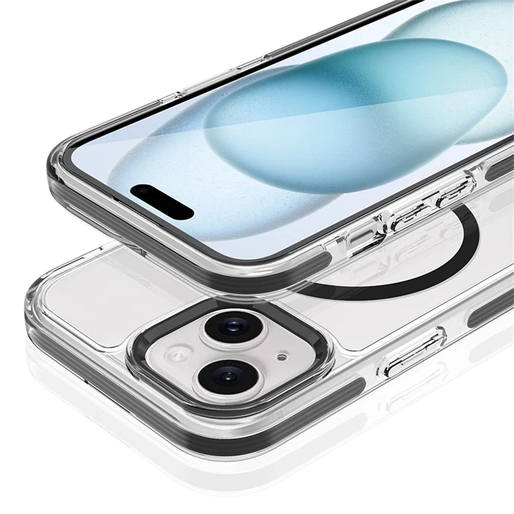 For iPhone 15 Crystal Clear Case Compatible with MagSafe TPU + PC Phone Back Cover - 4