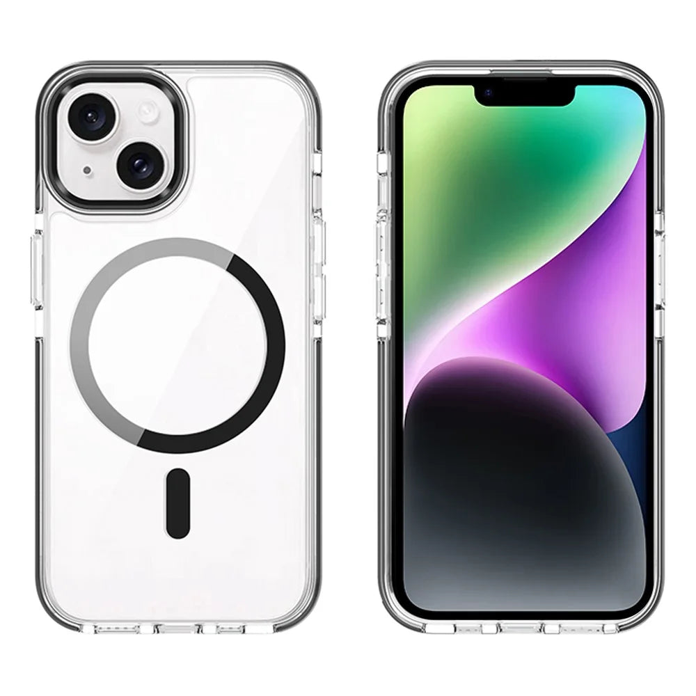 For iPhone 13 Crystal Clear Case Compatible with MagSafe TPU + PC Phone Back Cover - Black - 2