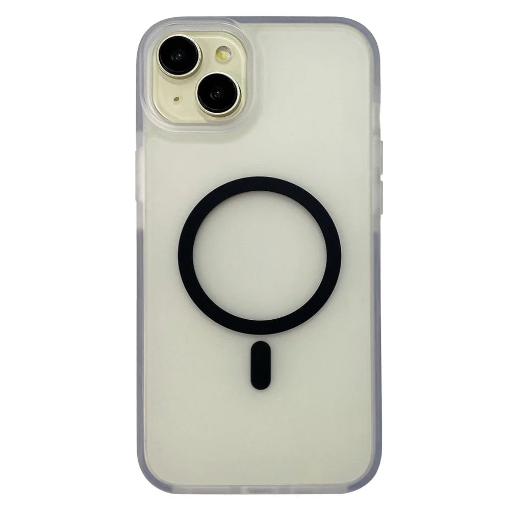 For iPhone 14 Case Compatible with MagSafe TPU + PC Translucent Matte Phone Cover - Black - 1