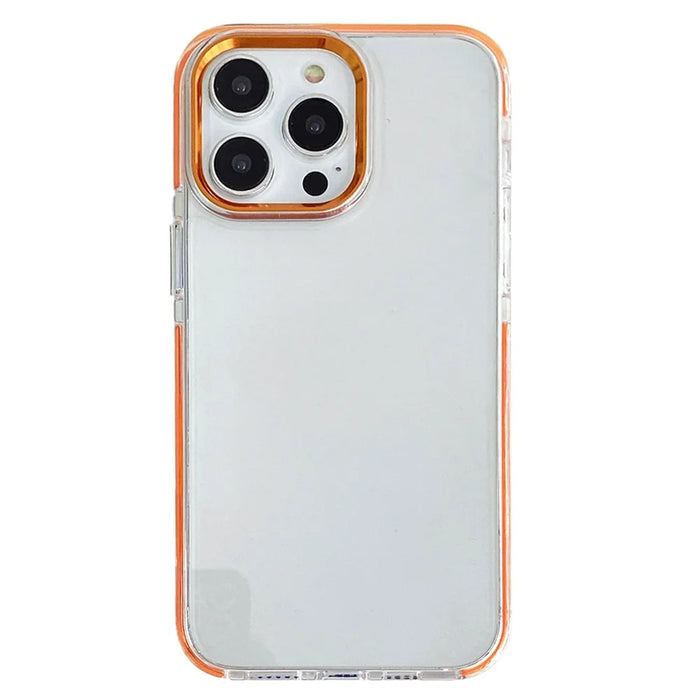 For iPhone 15 Pro Phone Case Ultra Clear Shockproof PC + TPU Back Cover - Orange - 1