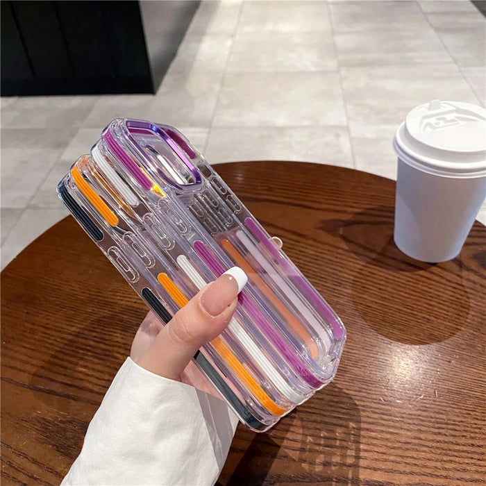 For iPhone 15 Pro Phone Case Ultra Clear Shockproof PC + TPU Back Cover - Orange - 5