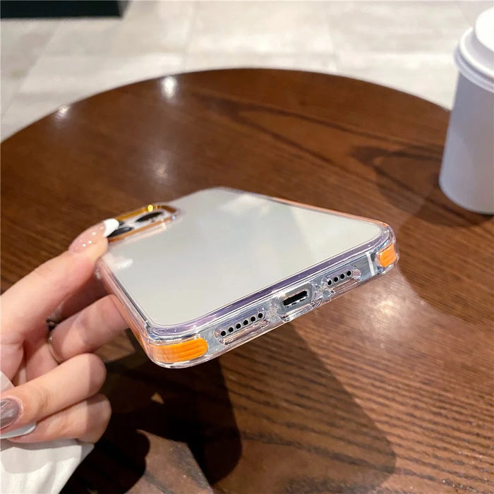 For iPhone 15 Pro Phone Case Ultra Clear Shockproof PC + TPU Back Cover - Orange - 6