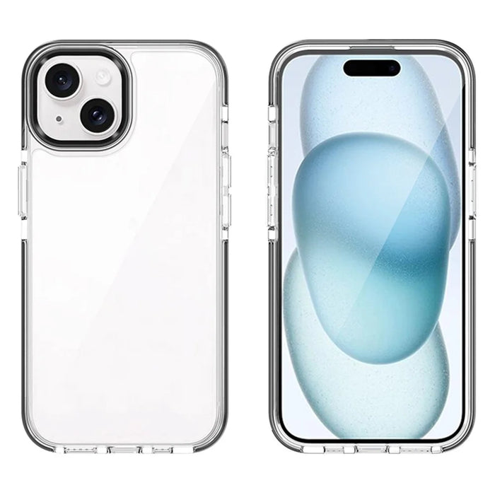 For iPhone 15 Phone Case Ultra Clear Shockproof PC + TPU Back Cover - Black - 4