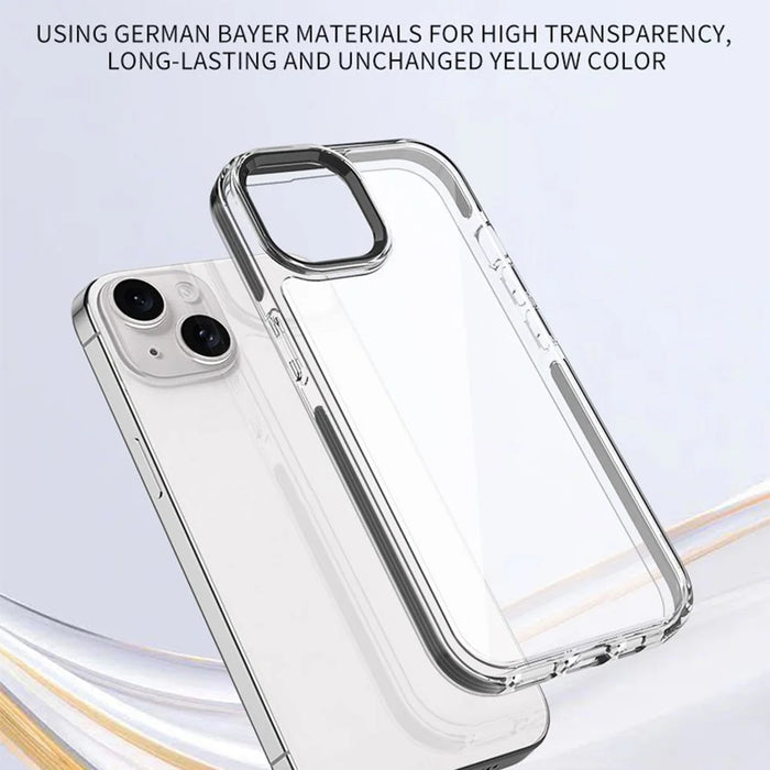 For iPhone 15 Phone Case Ultra Clear Shockproof PC + TPU Back Cover - Black - 6