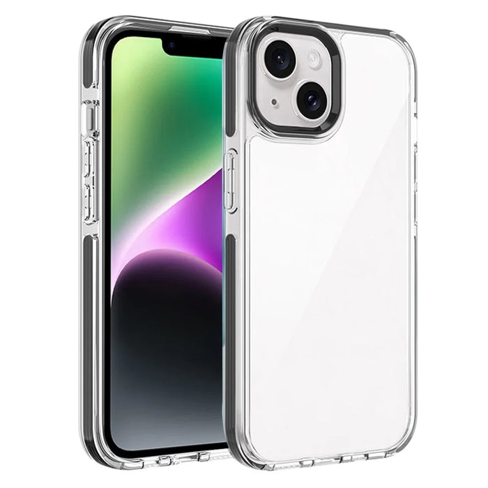 For iPhone 14 Phone Case Ultra Clear Shockproof PC + TPU Back Cover - Black - 1