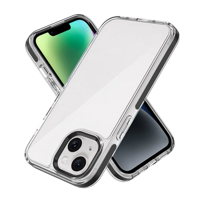 For iPhone 14 Phone Case Ultra Clear Shockproof PC + TPU Back Cover - Black - 2