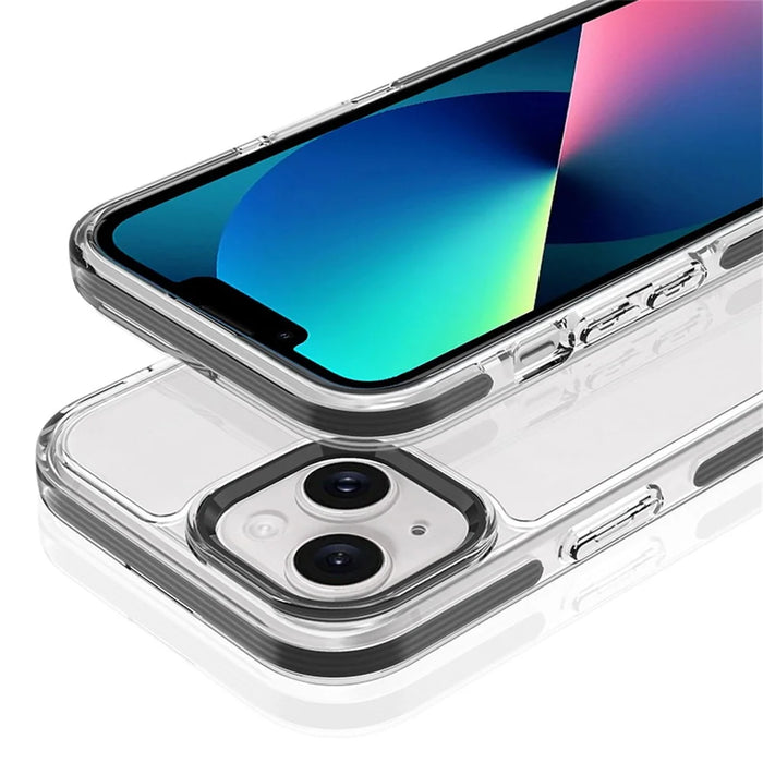 For iPhone 13 Phone Case Ultra Clear Shockproof PC + TPU Back Cover - Black - 3