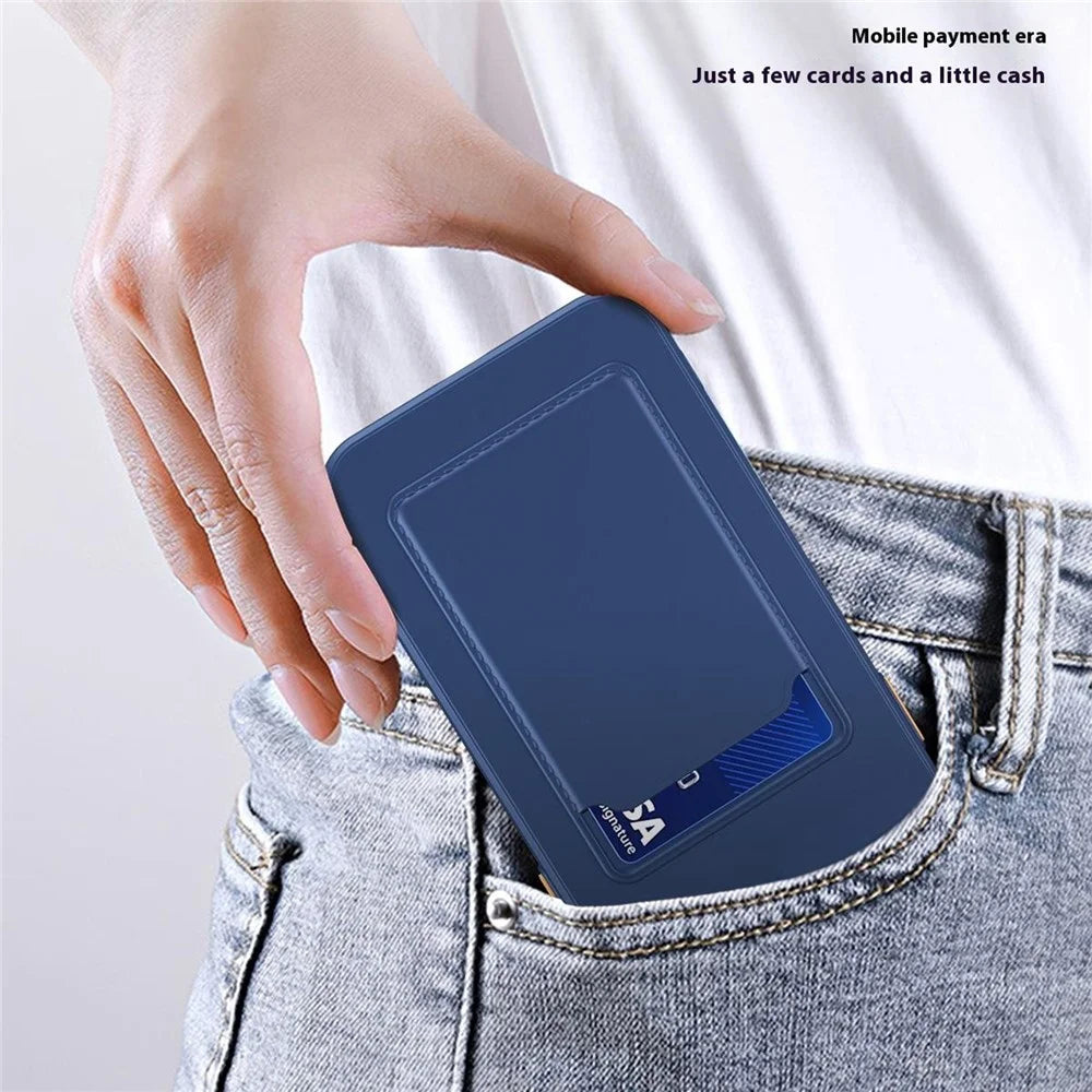 For Samsung Galaxy S25 Ultra Case Soft Silicone Phone Back Cover with Card Holder - Dark Blue - 4