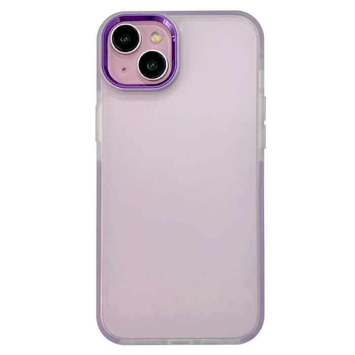 For iPhone 14 Case TPU + PC Translucent Matte Anti Drop Phone Back Cover - Purple - 1