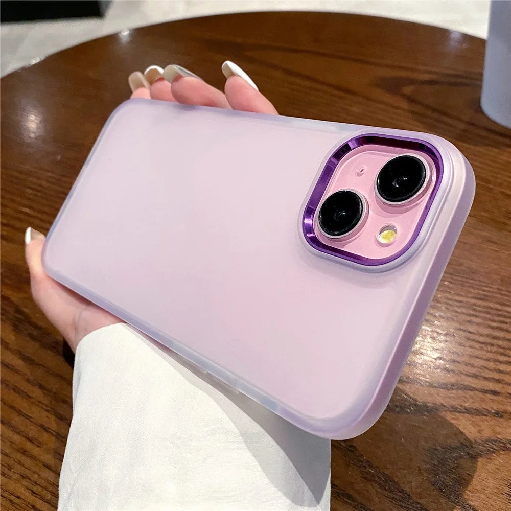 For iPhone 13 Case TPU + PC Translucent Matte Anti Drop Phone Back Cover   - Purple - 2