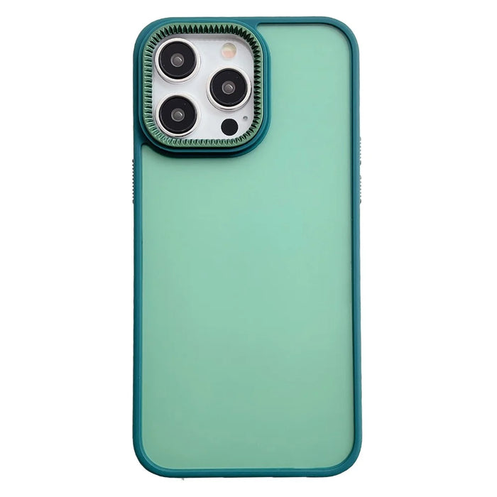 For iPhone 14 Pro Max Case Gear Inspired Design PC + TPU Skin Touch Phone Cover - Green - 1