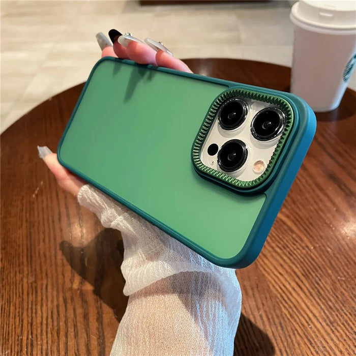 For iPhone 14 Pro Max Case Gear Inspired Design PC + TPU Skin Touch Phone Cover - Green - 2