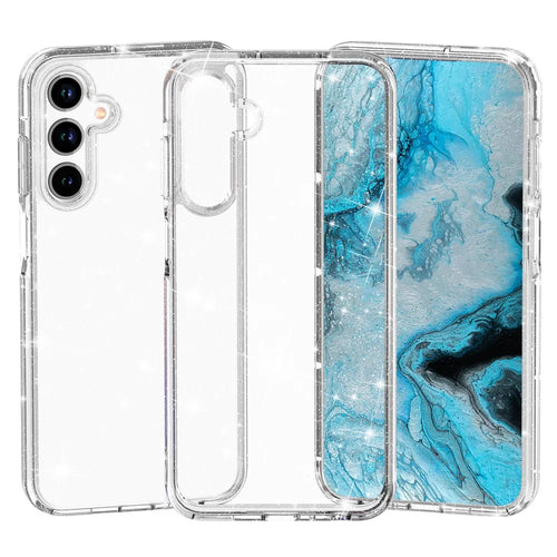 For Samsung Galaxy A18 5G / A18 4G / A17 5G / A17 4G / A26 5G Case Sparkly Powder Glitter Shiny Soft TPU + Hard PC Back Cover - White - 1