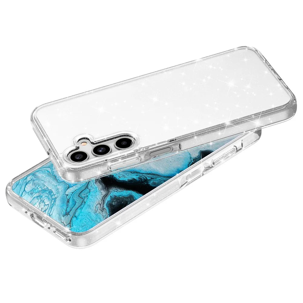 For Samsung Galaxy A18 5G / A18 4G / A17 5G / A17 4G / A26 5G Case Sparkly Powder Glitter Shiny Soft TPU + Hard PC Back Cover - White - 3