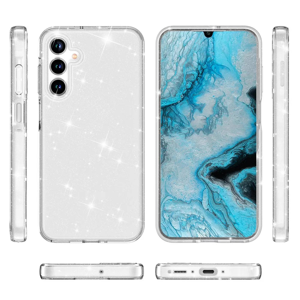 For Samsung Galaxy A18 5G / A18 4G / A17 5G / A17 4G / A26 5G Case Sparkly Powder Glitter Shiny Soft TPU + Hard PC Back Cover - White - 5
