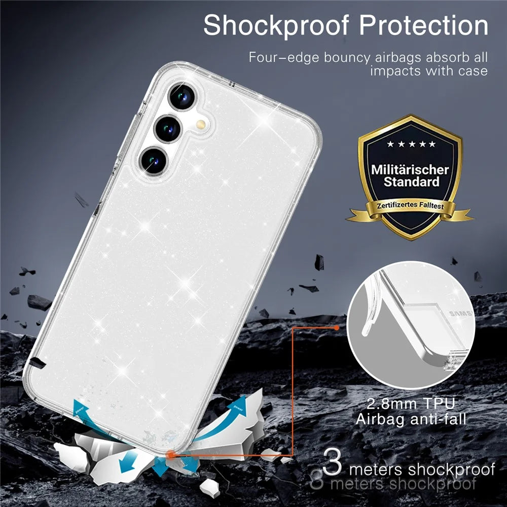 For Samsung Galaxy A18 5G / A18 4G / A17 5G / A17 4G / A26 5G Case Sparkly Powder Glitter Shiny Soft TPU + Hard PC Back Cover - White - 7