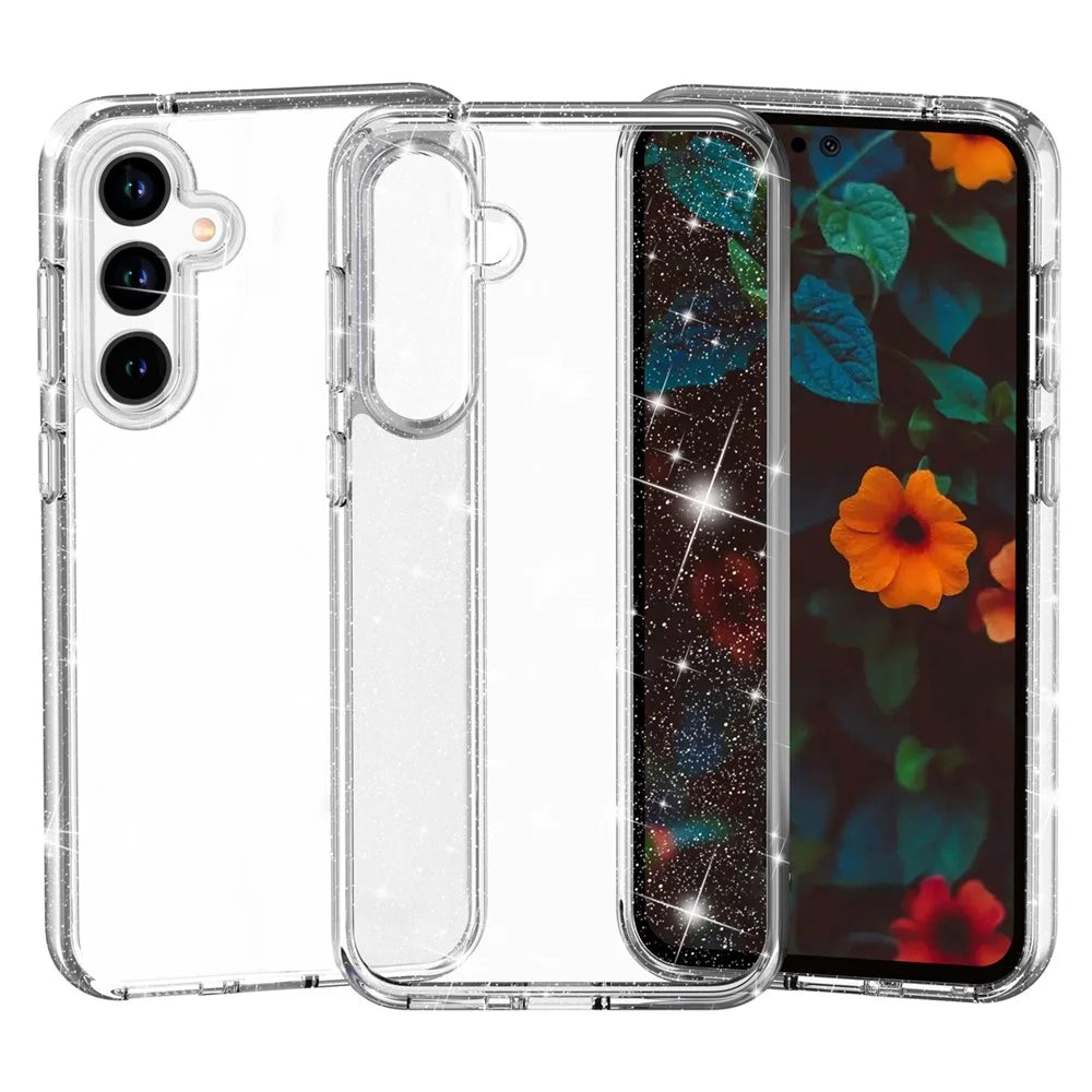 For Samsung Galaxy A37 5G / A36 5G / A56 5G Case Sparkly Powder Glitter Shiny Soft TPU + Hard PC Back Cover - White - 1