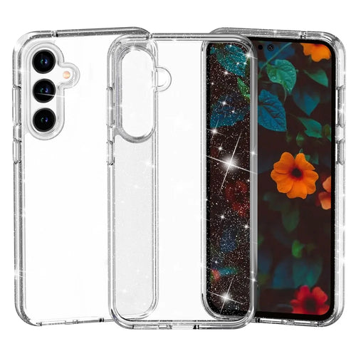 For Samsung Galaxy A37 5G / A36 5G / A56 5G Case Sparkly Powder Glitter Shiny Soft TPU + Hard PC Back Cover - White - 1