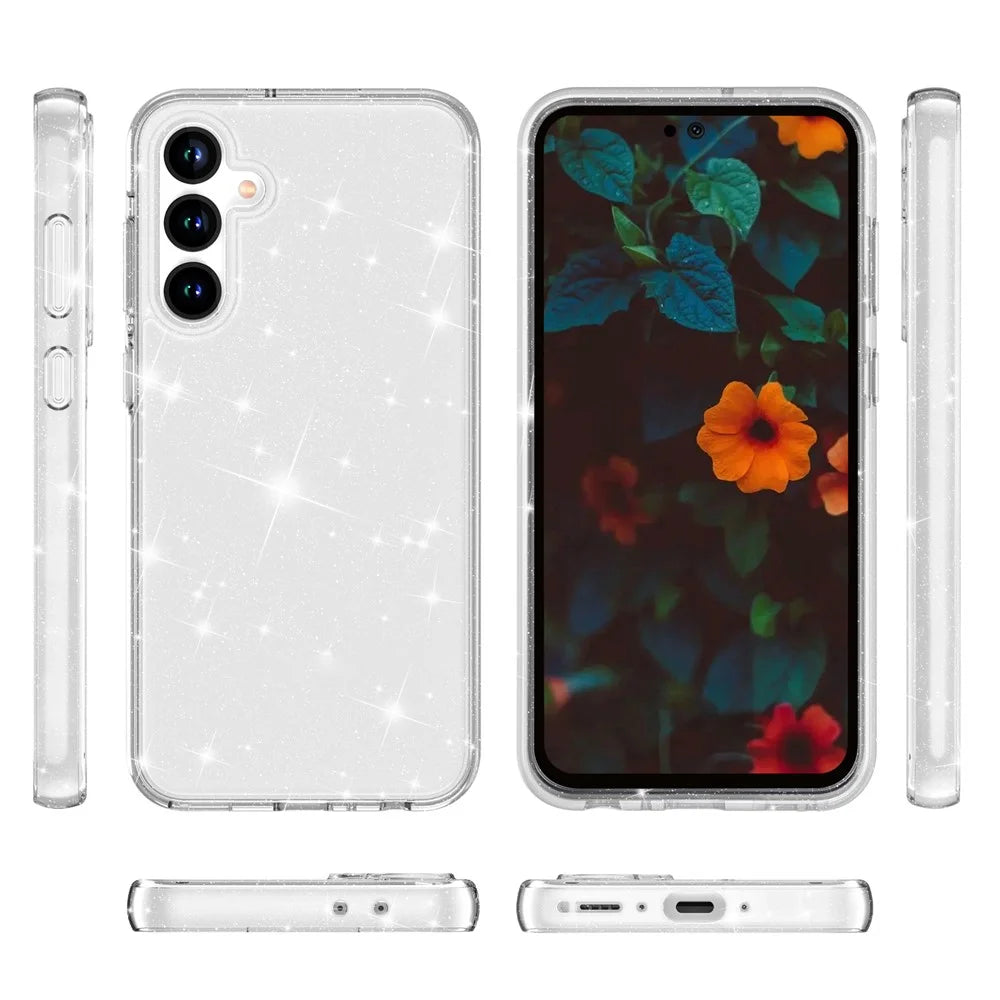 For Samsung Galaxy A37 5G / A36 5G / A56 5G Case Sparkly Powder Glitter Shiny Soft TPU + Hard PC Back Cover - White - 5