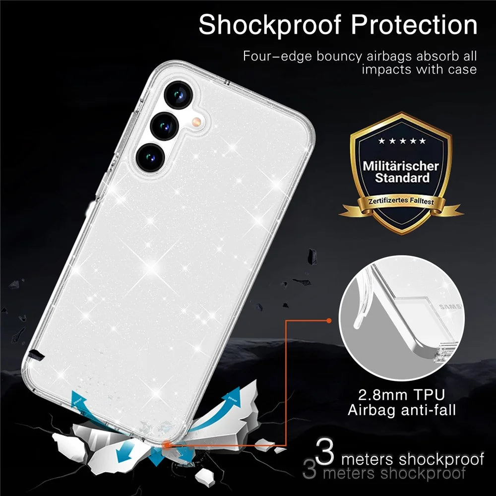 For Samsung Galaxy A37 5G / A36 5G / A56 5G Case Sparkly Powder Glitter Shiny Soft TPU + Hard PC Back Cover - White - 6