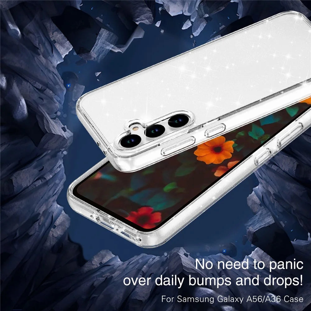 For Samsung Galaxy A37 5G / A36 5G / A56 5G Case Sparkly Powder Glitter Shiny Soft TPU + Hard PC Back Cover - White - 7
