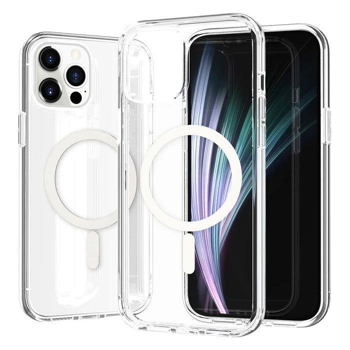For iPhone 12 Pro Max Magnetic Case Compatible with MagSafe PC + TPU Clear Phone Cover - Transparent - 1