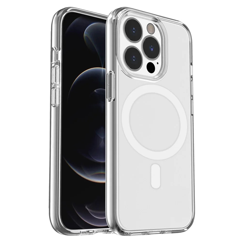 For iPhone 14 Pro Magnetic Case Compatible with MagSafe PC + TPU Clear Phone Cover - Transparent - 5