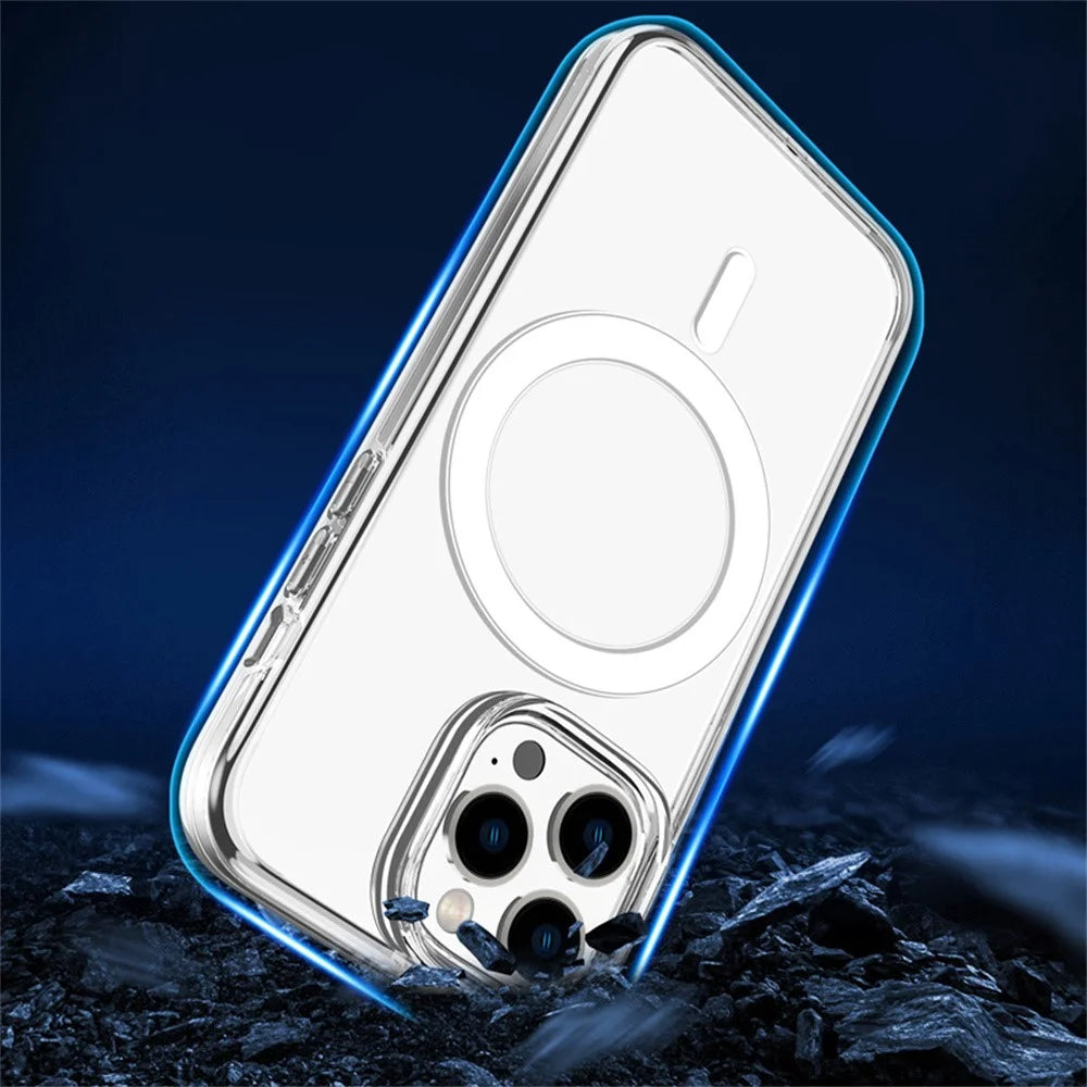 For iPhone 14 Pro Magnetic Case Compatible with MagSafe PC + TPU Clear Phone Cover - Transparent - 7