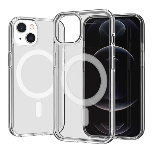 For iPhone 14 Magnetic Case Compatible with MagSafe PC + TPU Clear Phone Cover - Transparent - 1