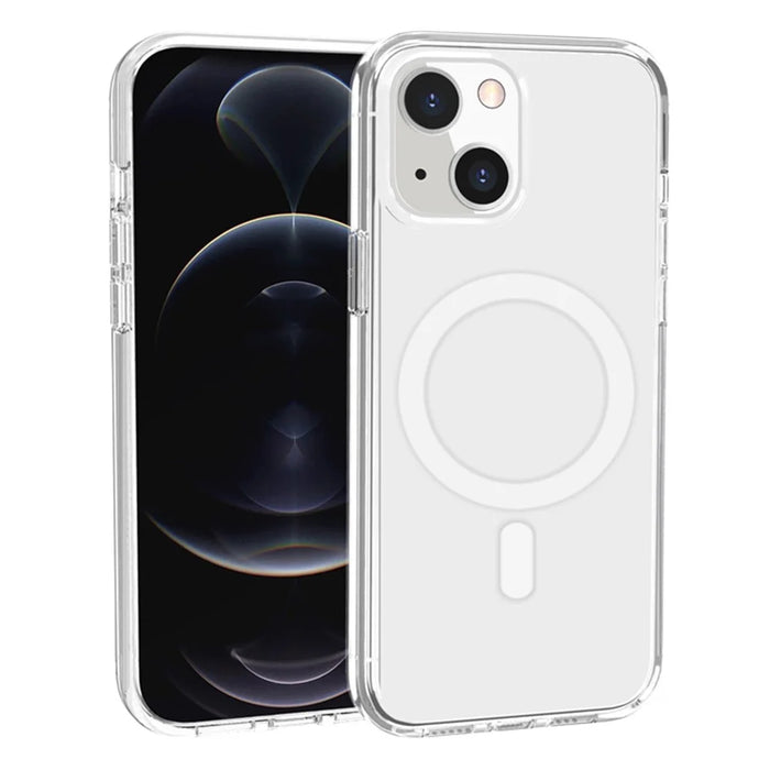 For iPhone 14 Magnetic Case Compatible with MagSafe PC + TPU Clear Phone Cover - Transparent - 5