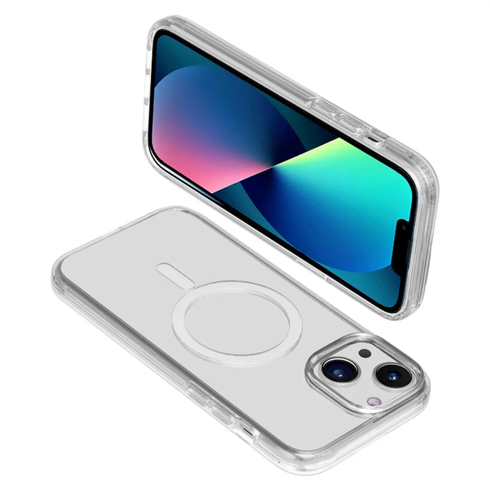 For iPhone 13 Magnetic Case Compatible with MagSafe PC + TPU Clear Phone Cover - Transparent - 4