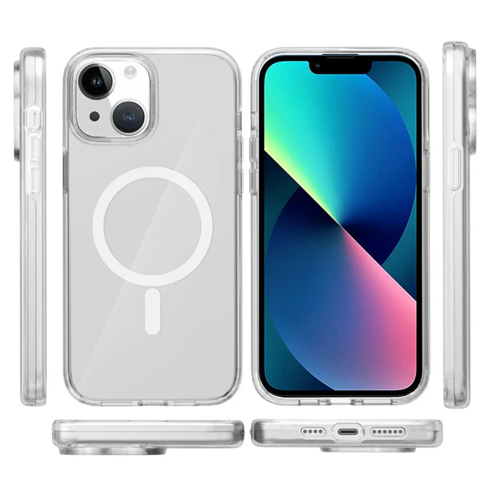 For iPhone 13 Magnetic Case Compatible with MagSafe PC + TPU Clear Phone Cover - Transparent - 5