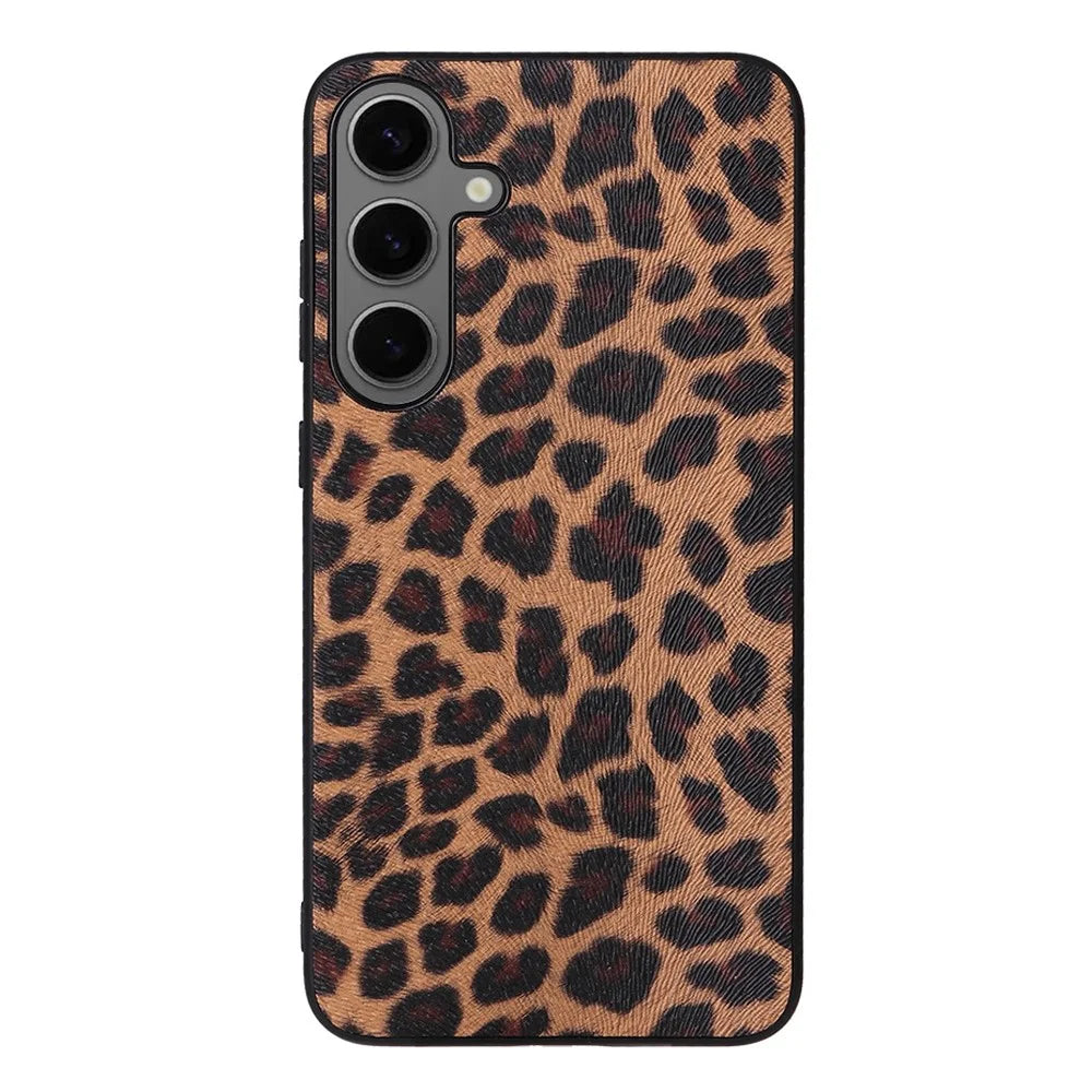 For Samsung Galaxy S25 Case PU Leather+TPU+PC Phone Back Cover - Leopard - 1