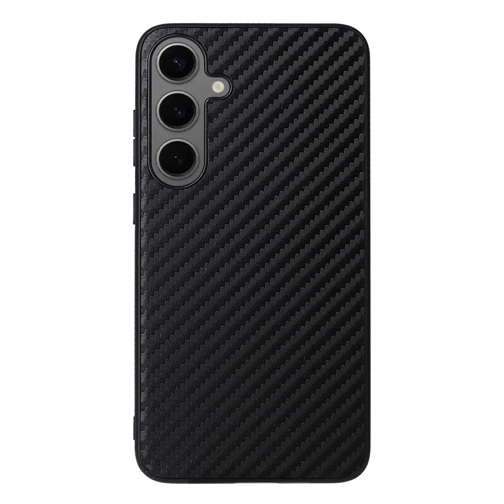 For Samsung Galaxy S25+ Case PU Leather+TPU+PC Phone Back Cover - Carbon Fiber Texture - 1