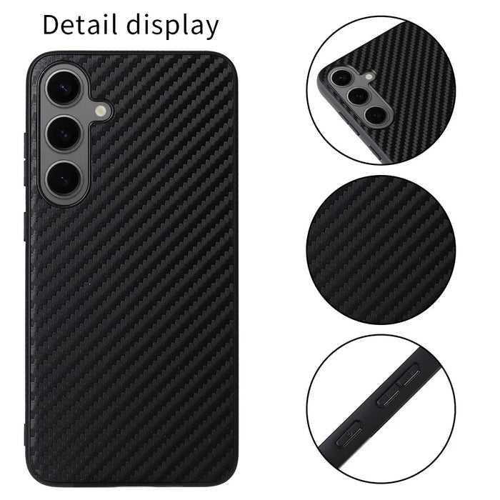For Samsung Galaxy S25+ Case PU Leather+TPU+PC Phone Back Cover - Carbon Fiber Texture - 2