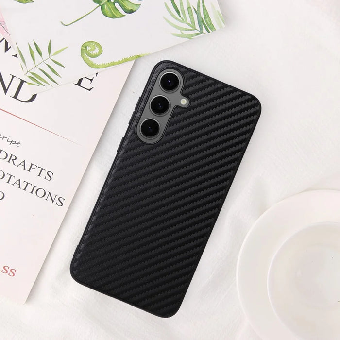 For Samsung Galaxy S25+ Case PU Leather+TPU+PC Phone Back Cover - Carbon Fiber Texture - 6