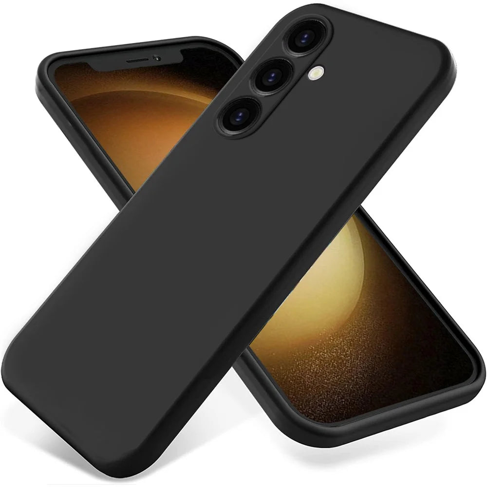 For Samsung Galaxy M14 4G Case Liquid Silicone Phone Back Cover with Hand Strap - Black - 1