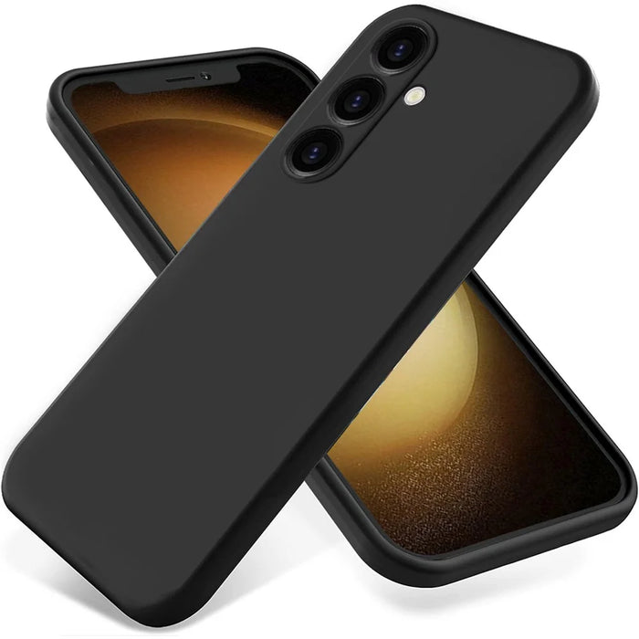 For Samsung Galaxy M14 4G Case Liquid Silicone Phone Back Cover with Hand Strap - Black - 1