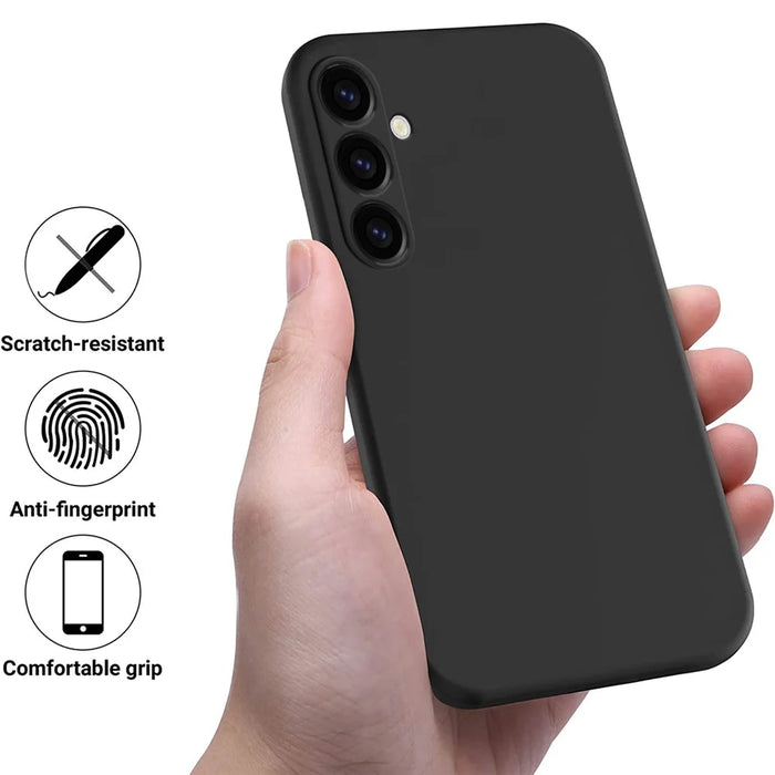 For Samsung Galaxy M14 4G Case Liquid Silicone Phone Back Cover with Hand Strap - Black - 2