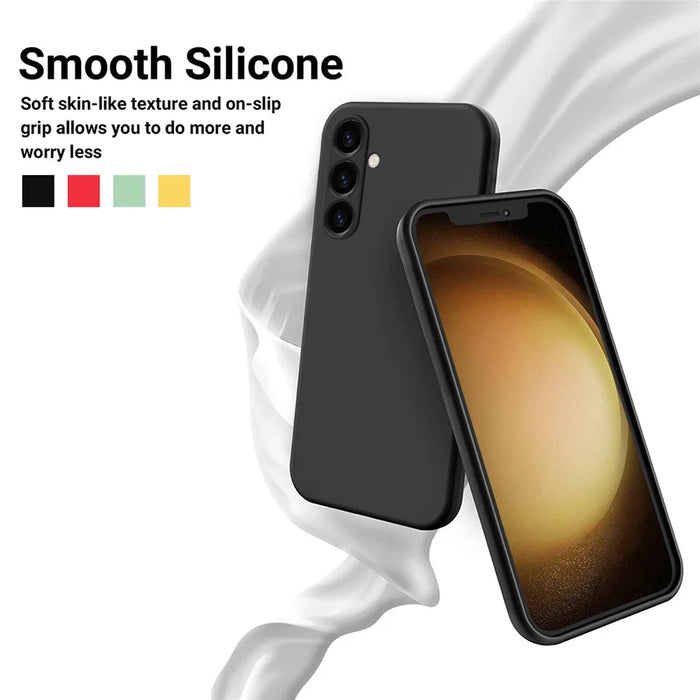 For Samsung Galaxy M14 4G Case Liquid Silicone Phone Back Cover with Hand Strap - Black - 3