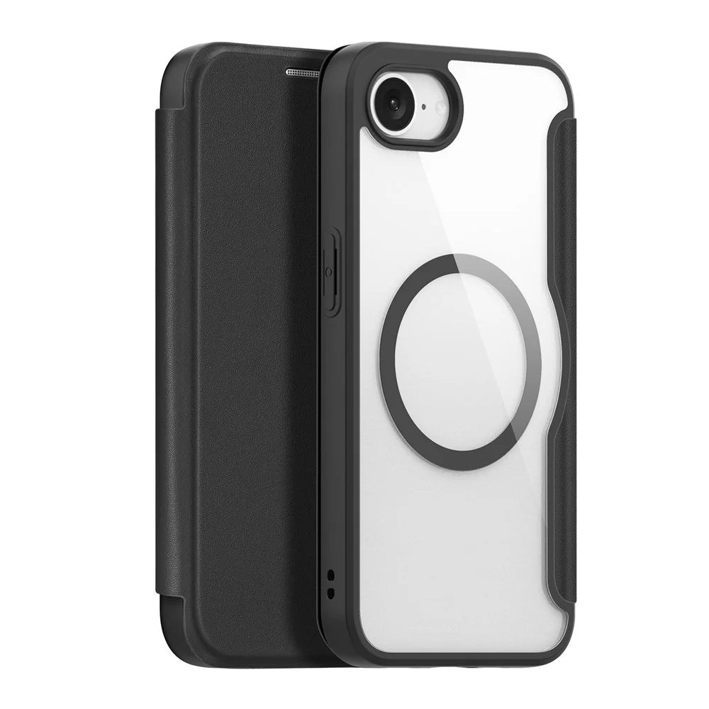 DUX DUCIS For iPhone 17e / 16e Leather Case  Skin X Pro Series Flip Cover Compatible with MagSafe - Black - 1