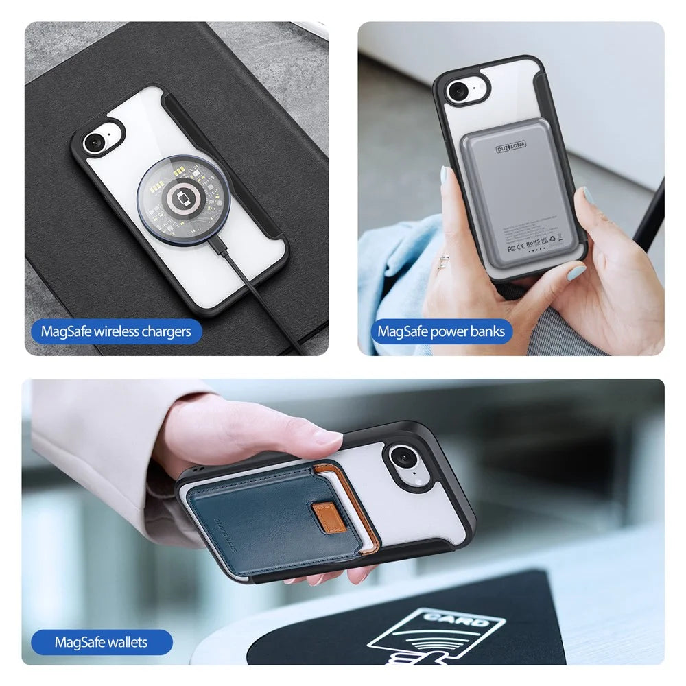 DUX DUCIS For iPhone 17e / 16e Leather Case  Skin X Pro Series Flip Cover Compatible with MagSafe - Black - 5