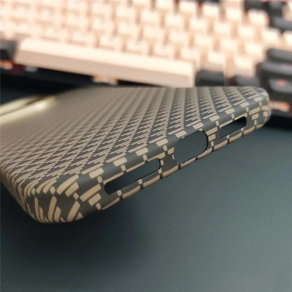 GKK For iPhone 16 Pro Magnetic Case with Metal Lens Frame Hard PC Phone Back Cover Carbon Fiber Texture - Gold - 5
