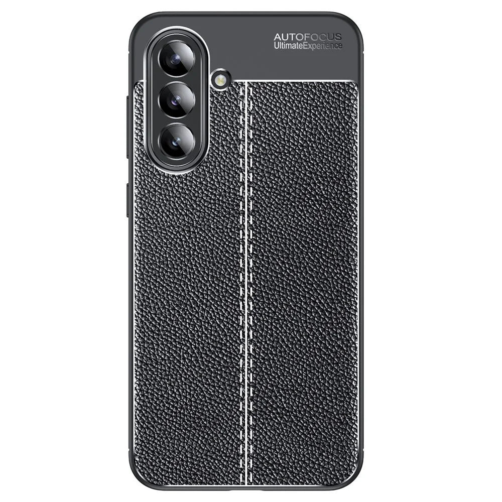 For Samsung Galaxy A56 5G Case Litchi Texture TPU Flexible Phone Cover, Black - 1